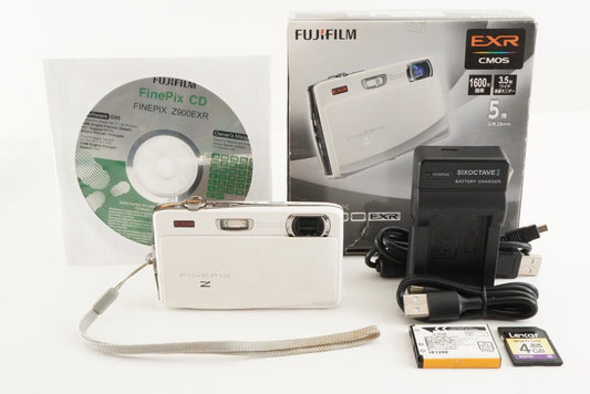 FUJIFILM FinePix Z900 EXR White In Box With 4GB SDHC Card from Japan #0942