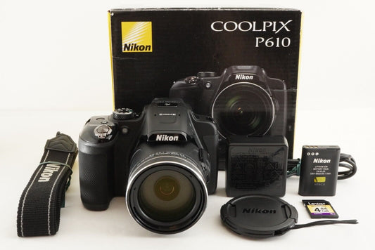 Nikon COOLPIX P610 Black In Box & 4GB SDHC Card Digital Camera from Japan #1066