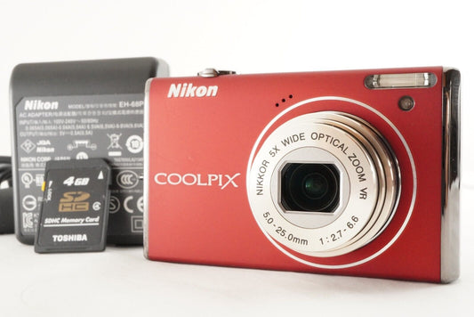 Nikon COOLPIX S640 Red With 4GB SDHC Card Digital Camera from Japan #0705