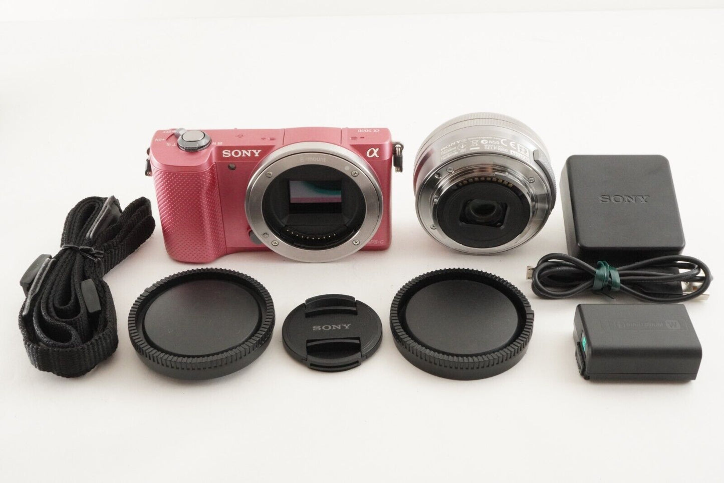 [S/C: 2,700] SONY Alpha a5000 ILCE-5000 Pink + E PZ 16-50mm from Japan #9770