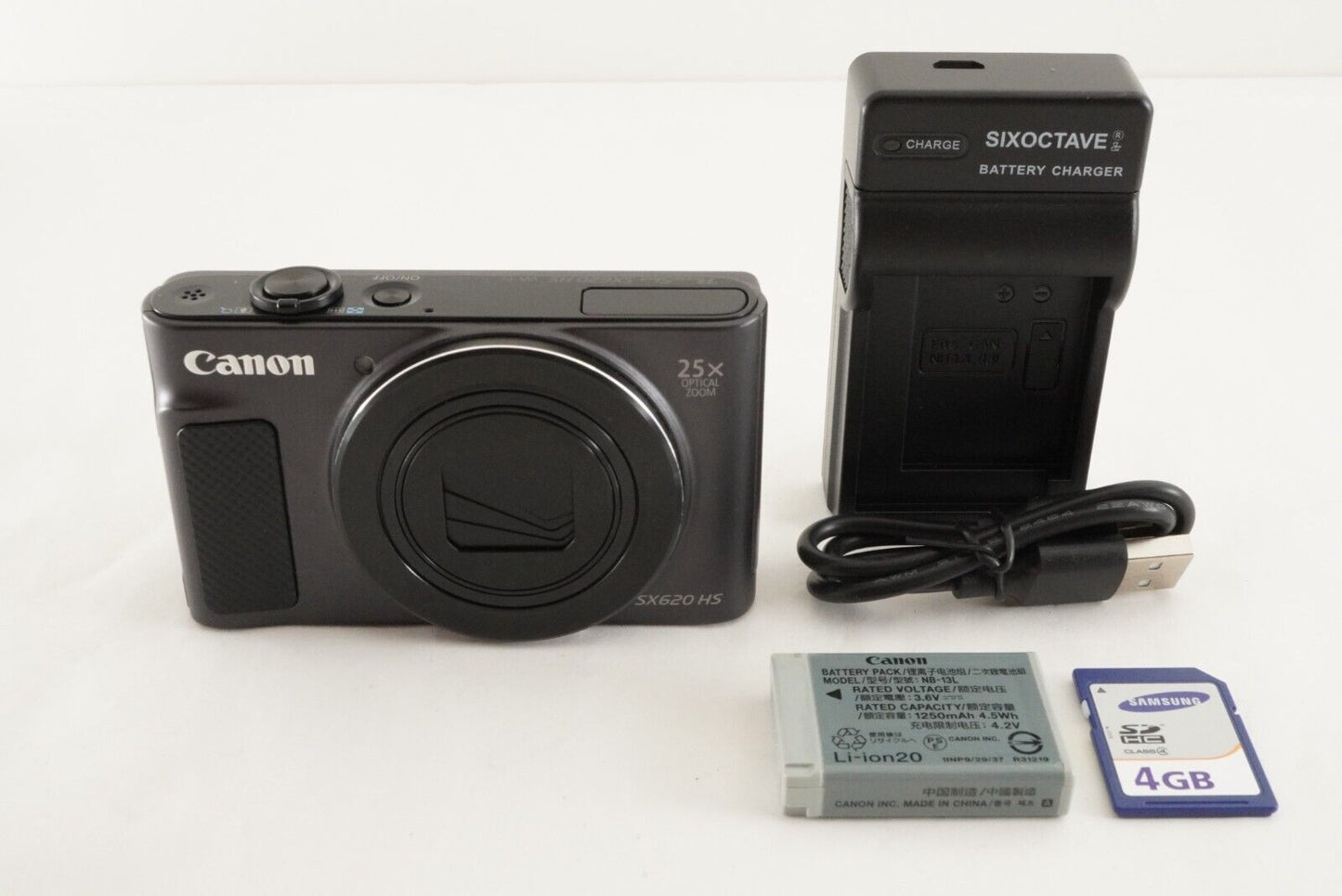 Canon PowerShot SX620 HS Black & 4GB SDHC Card Digital Camera from Japan #0014