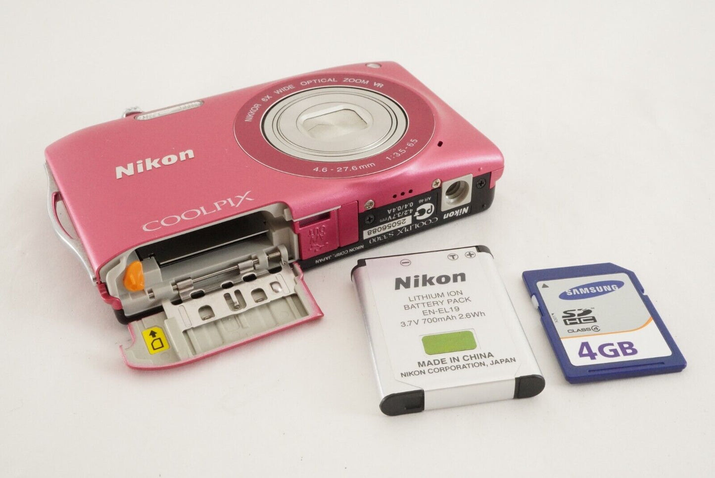 NIkon COOLPIX S3300 Pink With 4GB SDHC Card Digital Camera from Japan #9718