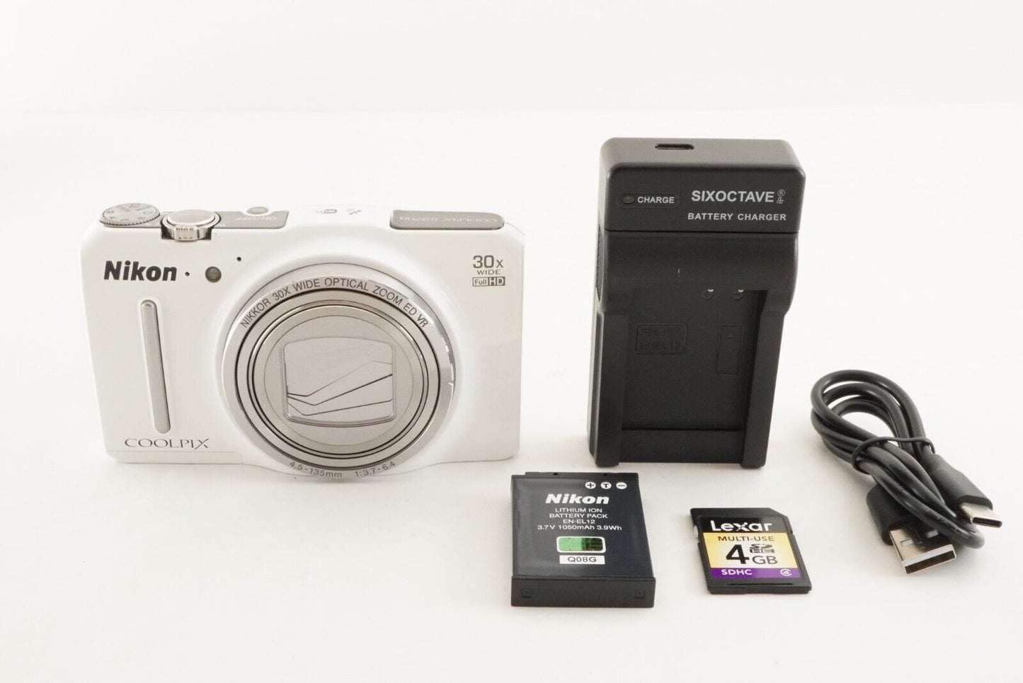 Nikon COOLPIX S9700 White With 4GB SDHC Card Digital Camera from Japan #1495