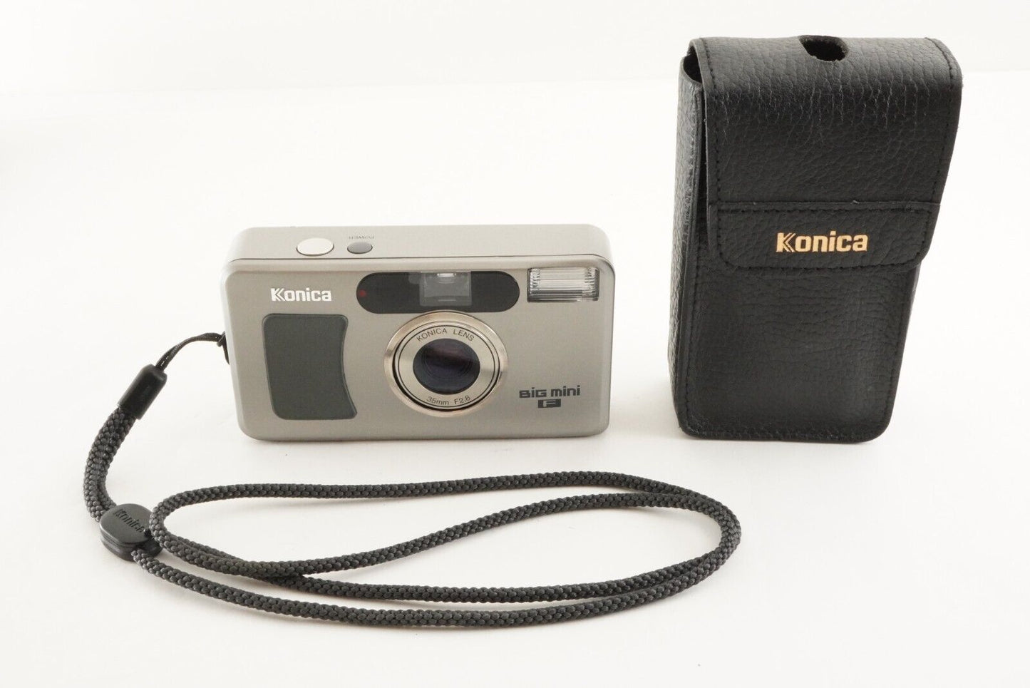 Konica BIG mini F Silver With Case Point & Shoot Film Camera from Japan #1544