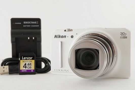 Nikon COOLPIX S9700 White With 4GB SDHC Card Digital Camera from Japan #1495