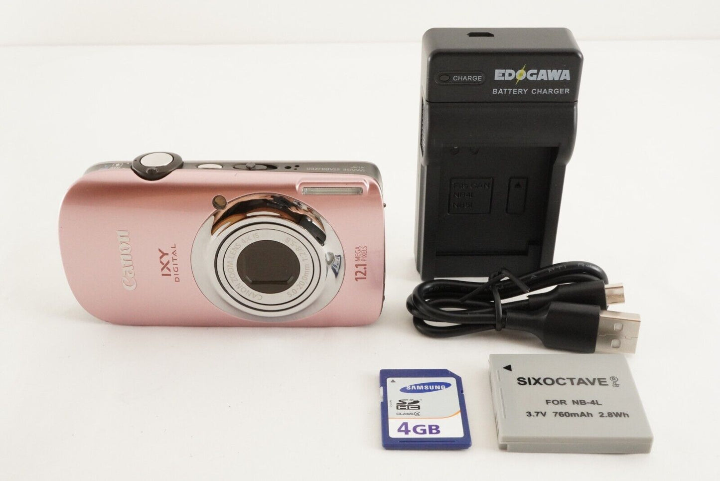 Canon IXY 510 IS Pink With 4GB SDHC Card Digital Camera from Japan #0012