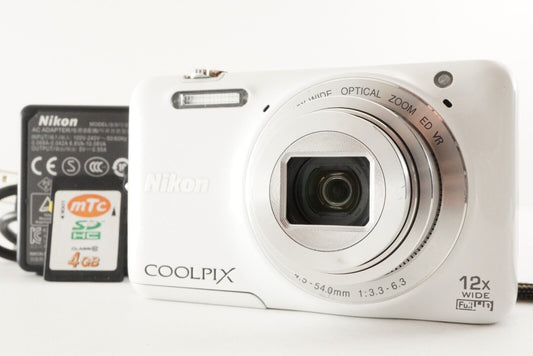 Nikon COOLPIX S6600 White With 4GB SDHC Card Digital Camera from Japan #0993