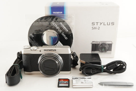 OLYMPUS STYLUS SH-2 Silver In Box With 8GB SDHC Card from Japan #0825