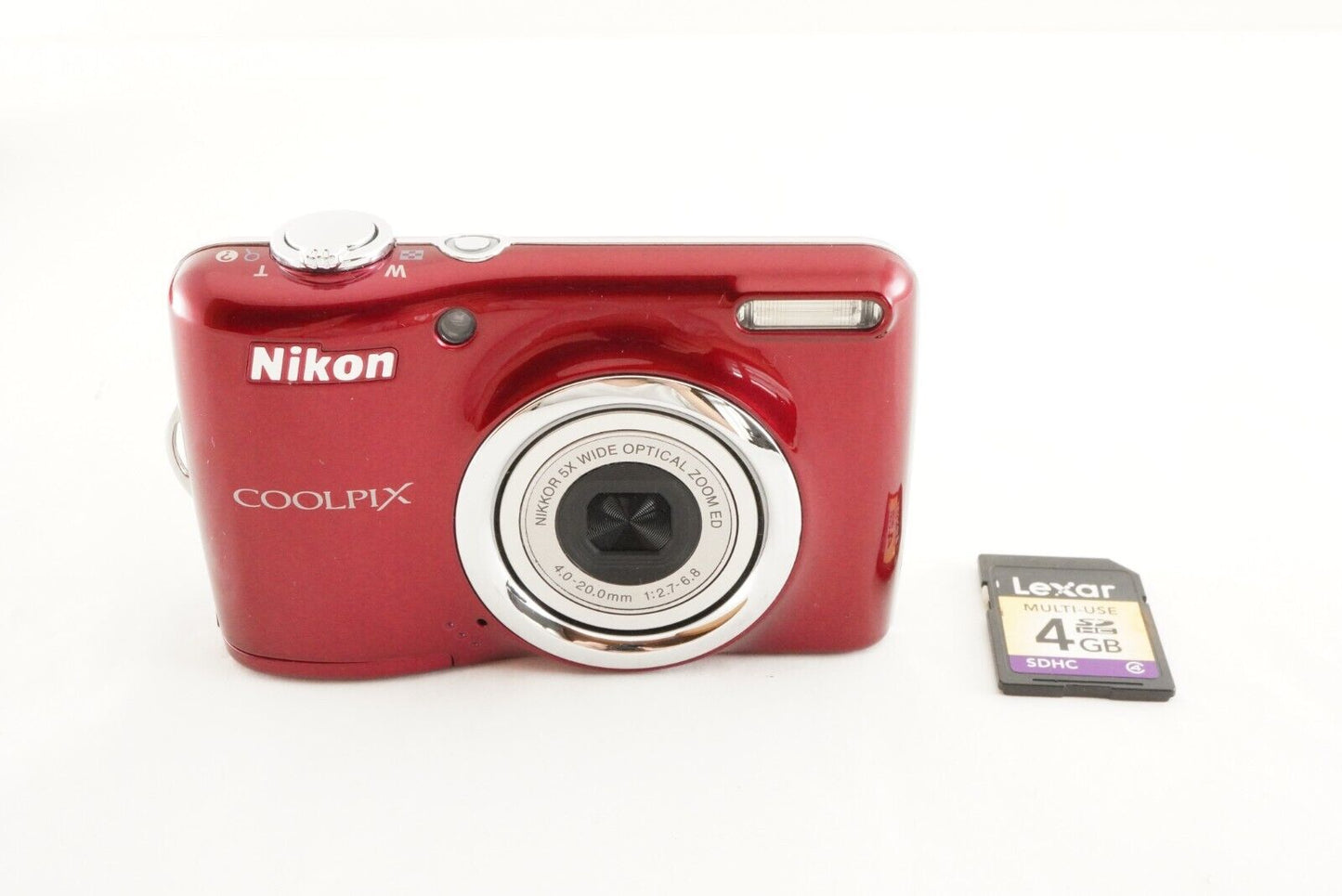 Nikon COOLPIX L23 Red With 4GB SDHC Card Digital Camera from Japan #0703