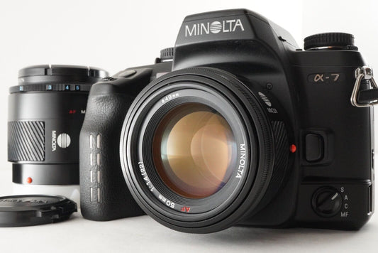 MINOLTA a-7 + AF 50mm F1.4 +AF MACRO 50mm F2.8 alpha a 7 Camera from Japan #8911