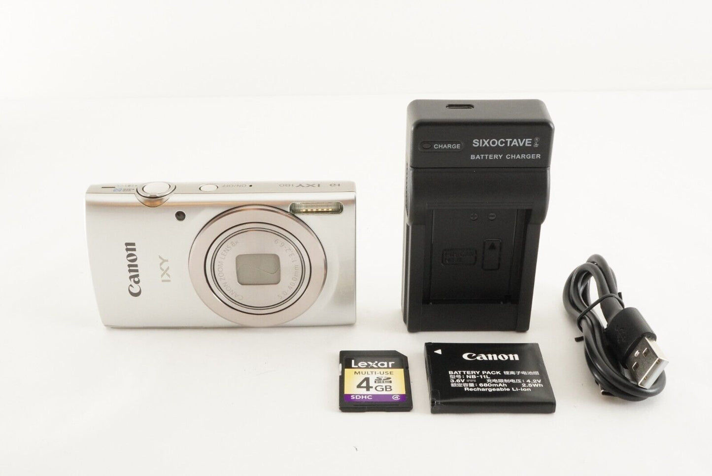 Canon IXY 180 Silver With 4GB SDHC Card Compact Digital Camera from Japan #0834