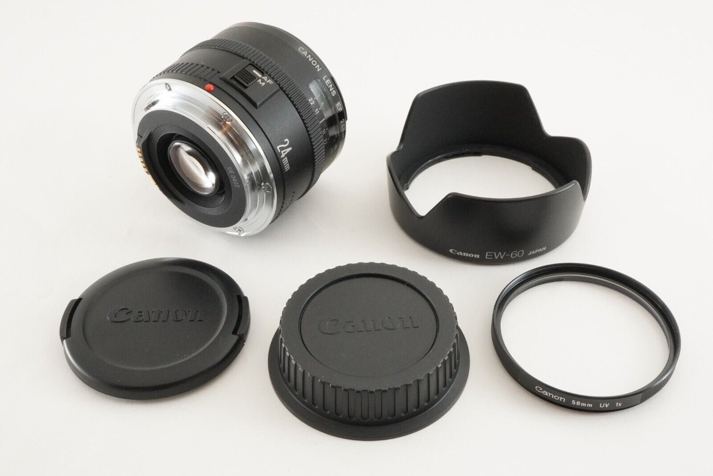 Canon EF 24mm F2.8 & Canon 58mm UV 1x Lens Filter AF Lens from Japan #1835