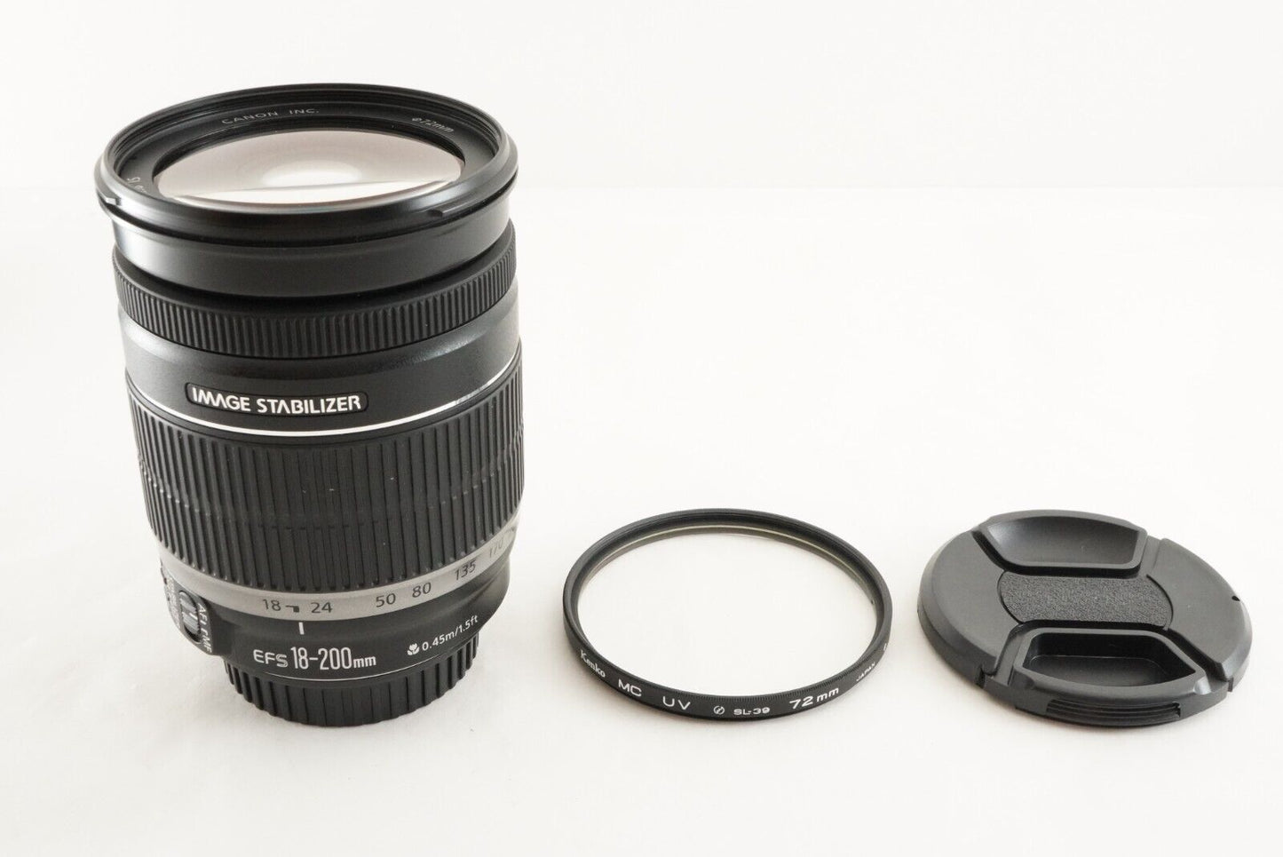 Canon EF-S 18-200mm F3.5-5.6 IS + 72mm UV Filter AF ZOOM Lens from Japan #1433