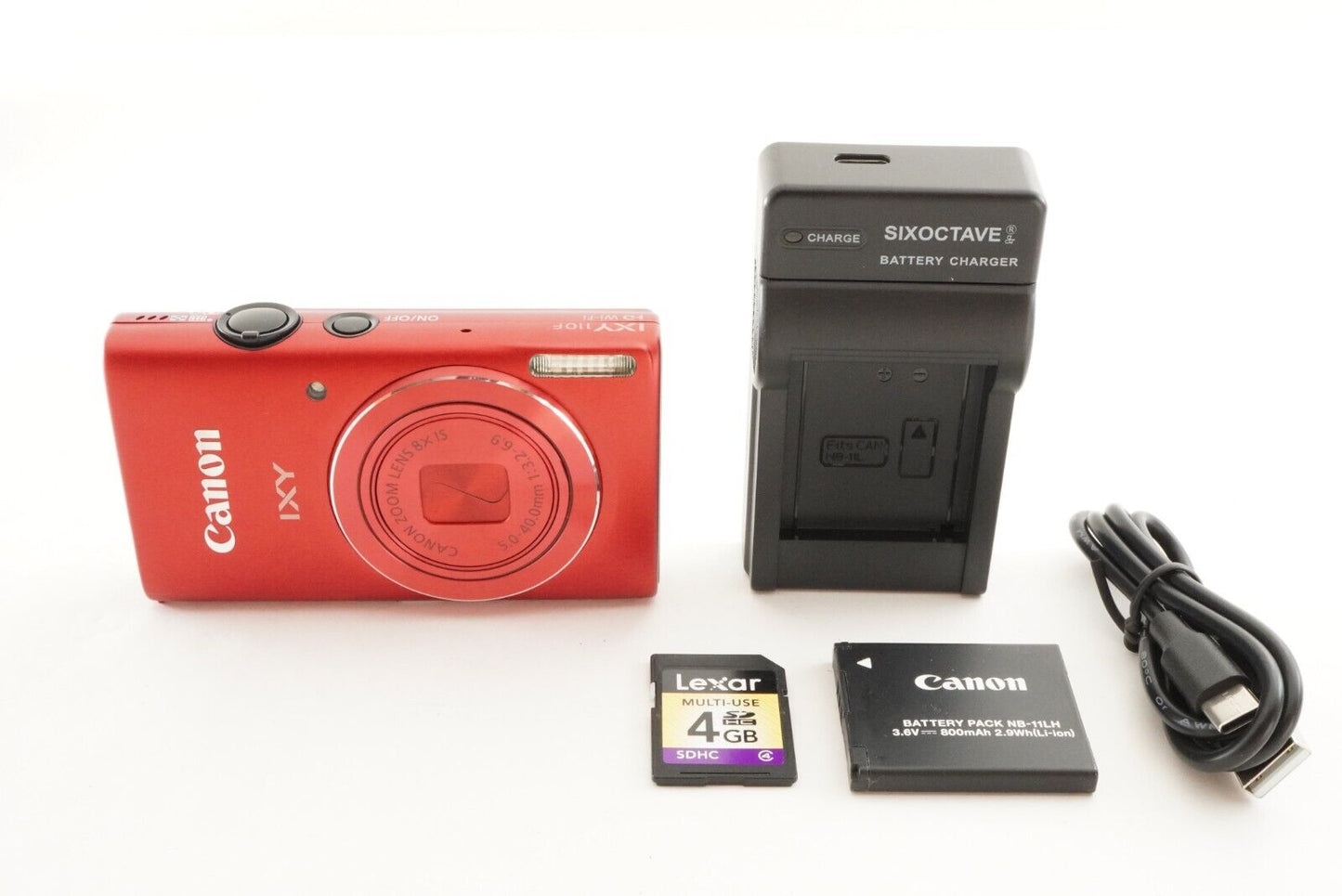 Canon IXY 110F Red With 4GB SDHC Card Compact Digital Camera from Japan #1467