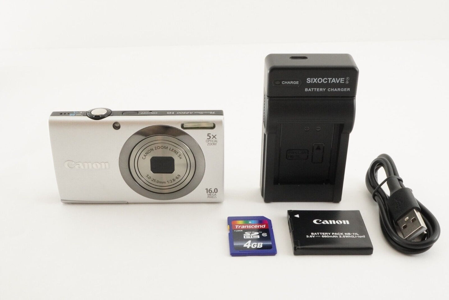 Canon PowerShot A2300 Silver With 4GB SDHC Card Digital Camera from Japan #1572