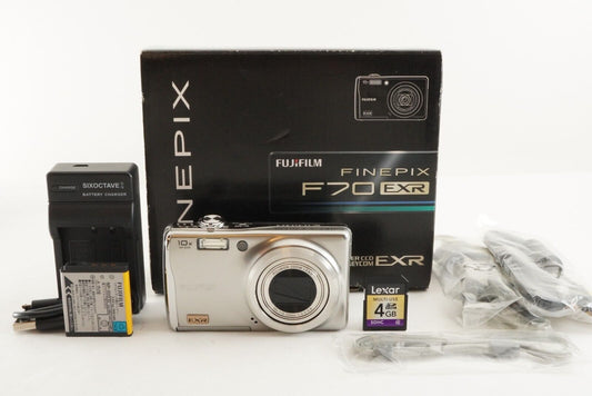 FUJIFILM FinePix F70 EXR Silver In Box With 4GB SDHC Card from Japan #1466