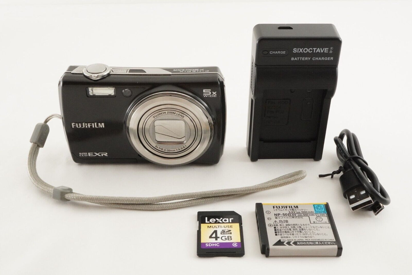 FUJIFILM F200 EXR Black With 4GB SDHC Card Digital Camera from Japan #9405