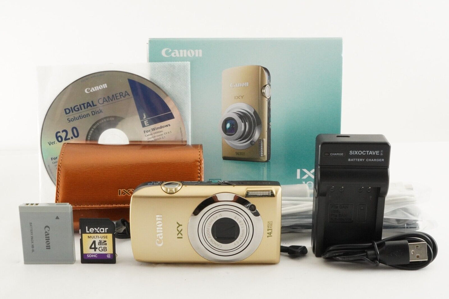 Canon IXY 10S Gold In Box With 4GB SDHC Card Digital Camera from Japan #1528