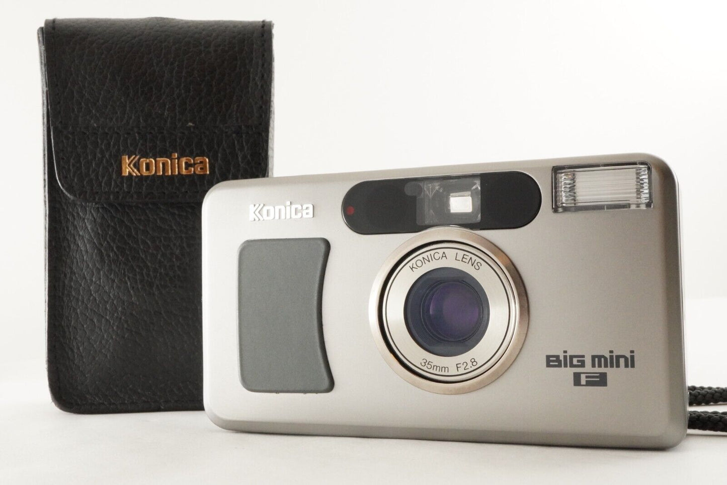 Konica BIG mini F Silver With Case Point & Shoot Film Camera from Japan #1544