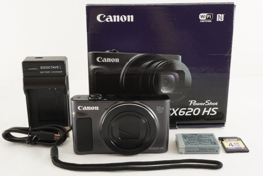 Canon PowerShot SX620 HS Black In Box With 4GB SDHC Card from Japan #0852