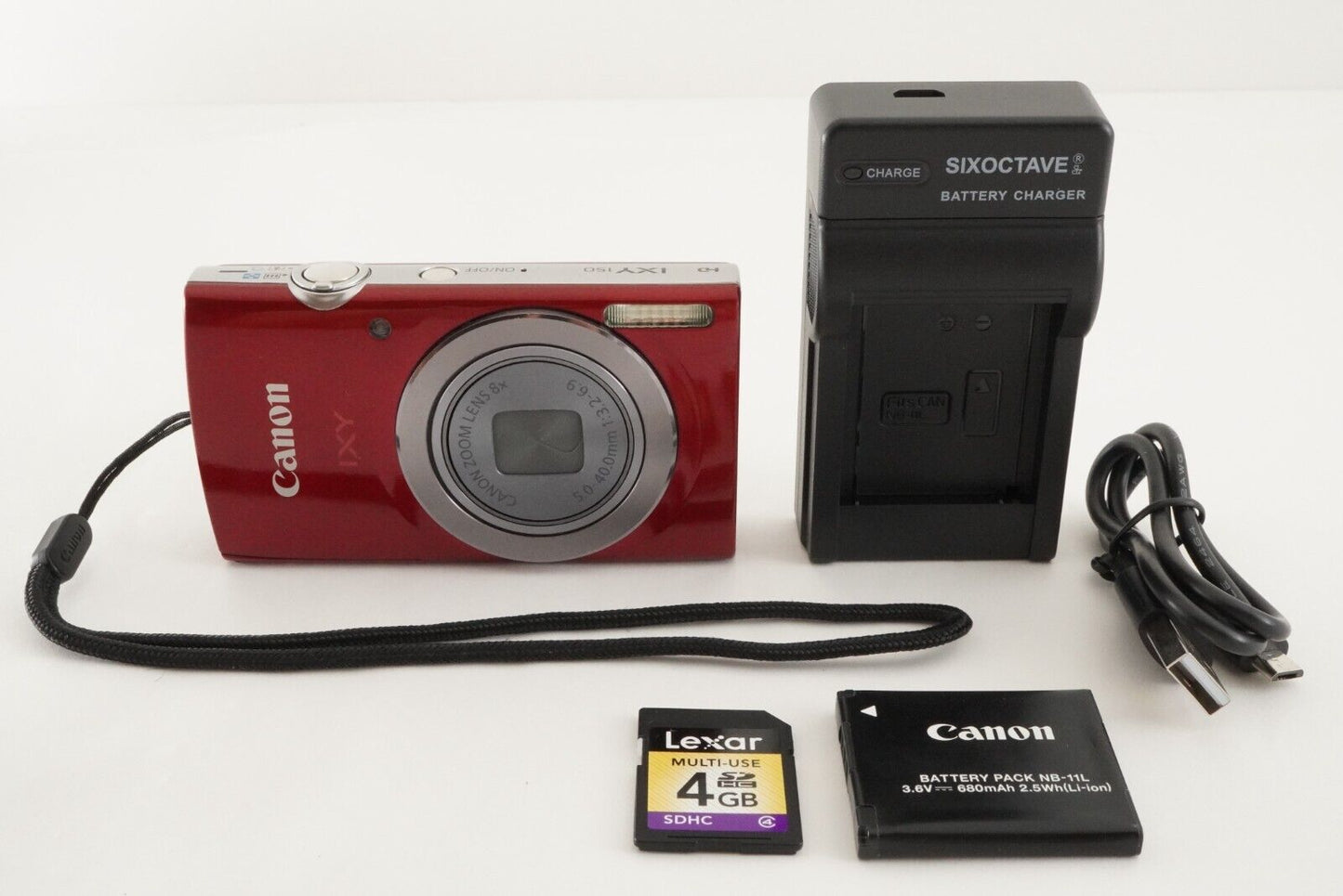 Canon IXY 150 Red With 4GB SDHC Card Digital Camera from Japan #8821