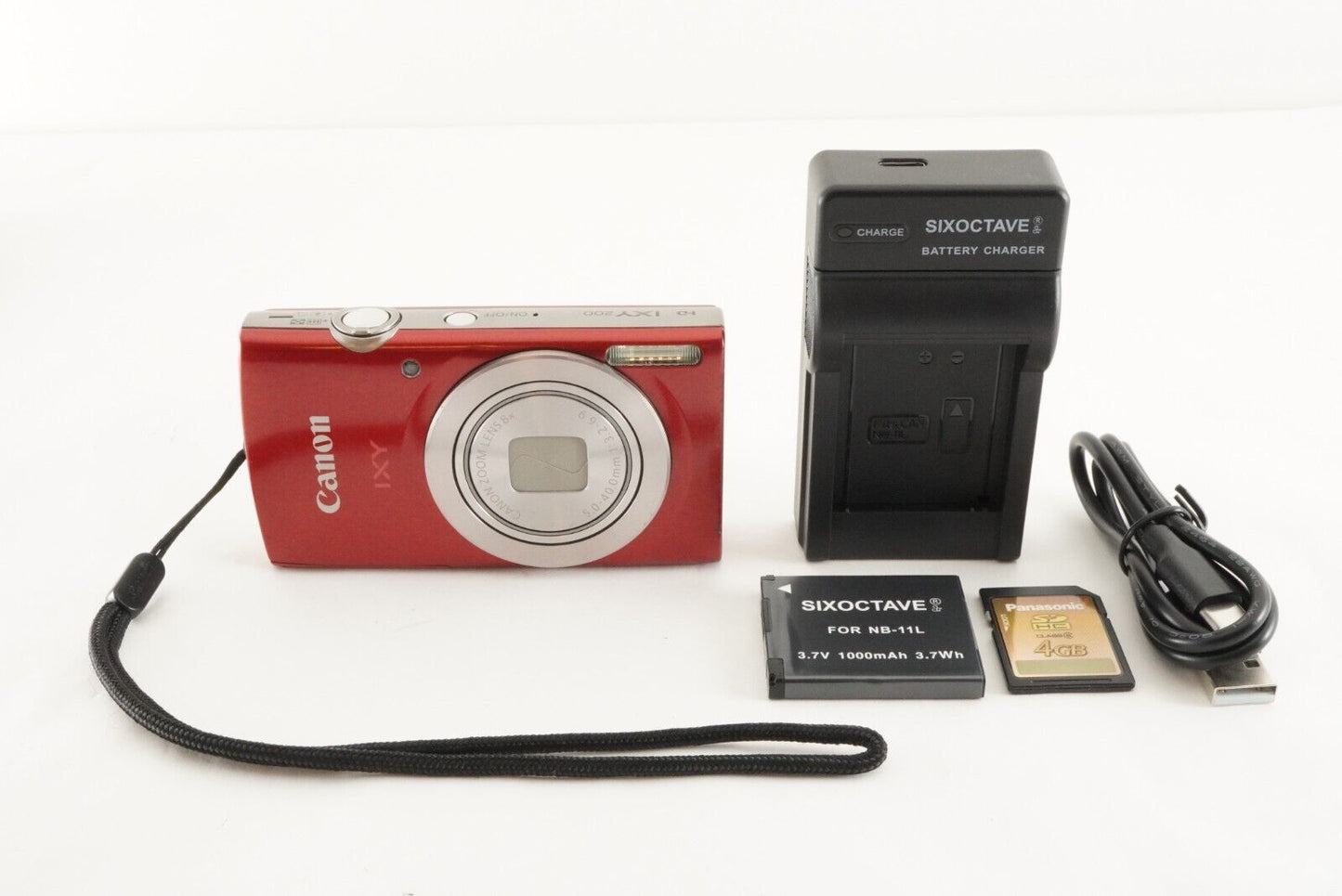 Canon IXY 200 Red With 4GB SDHC Card Compact Digital Camera from Japan #0873