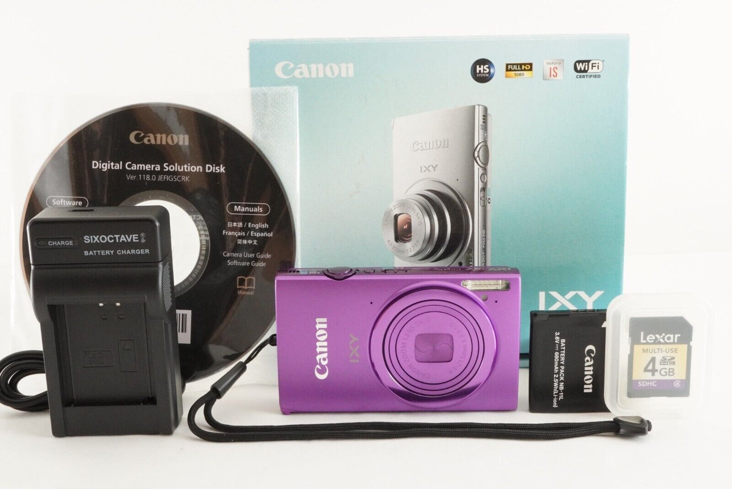 Canon IXY 430F Purple In Box With 4GB SDHC Card Digital Camera from Japan #0706