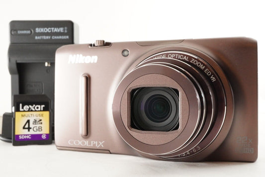 Nikon COOLPIX S9500 Brown With 4GB SDHC Card Digital Camera from Japan #0887