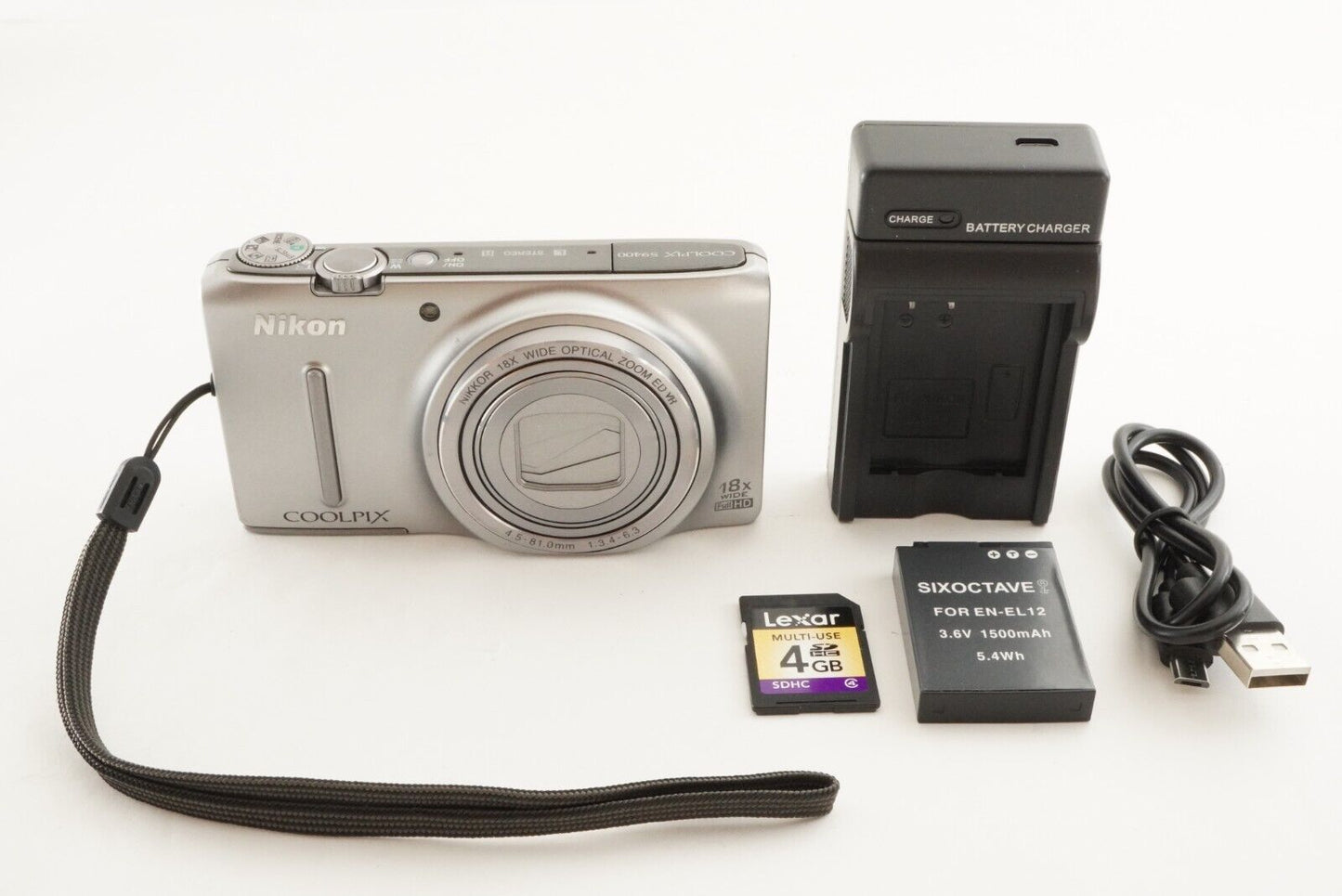 Nikon COOLPIX S9400 Silver With 4GB SDHC Card Digital Camera from Japan #1531