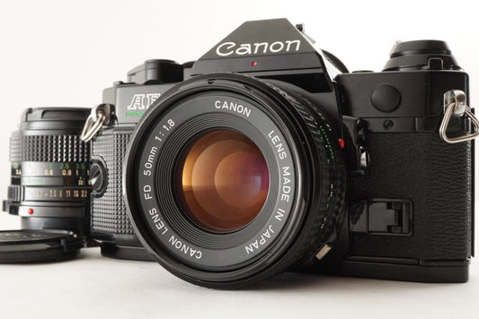 Canon AE-1 PROGRAM Black + NEW FD 50mm F1.8 + NEW FD 28mm F2.8 from Japan #0594