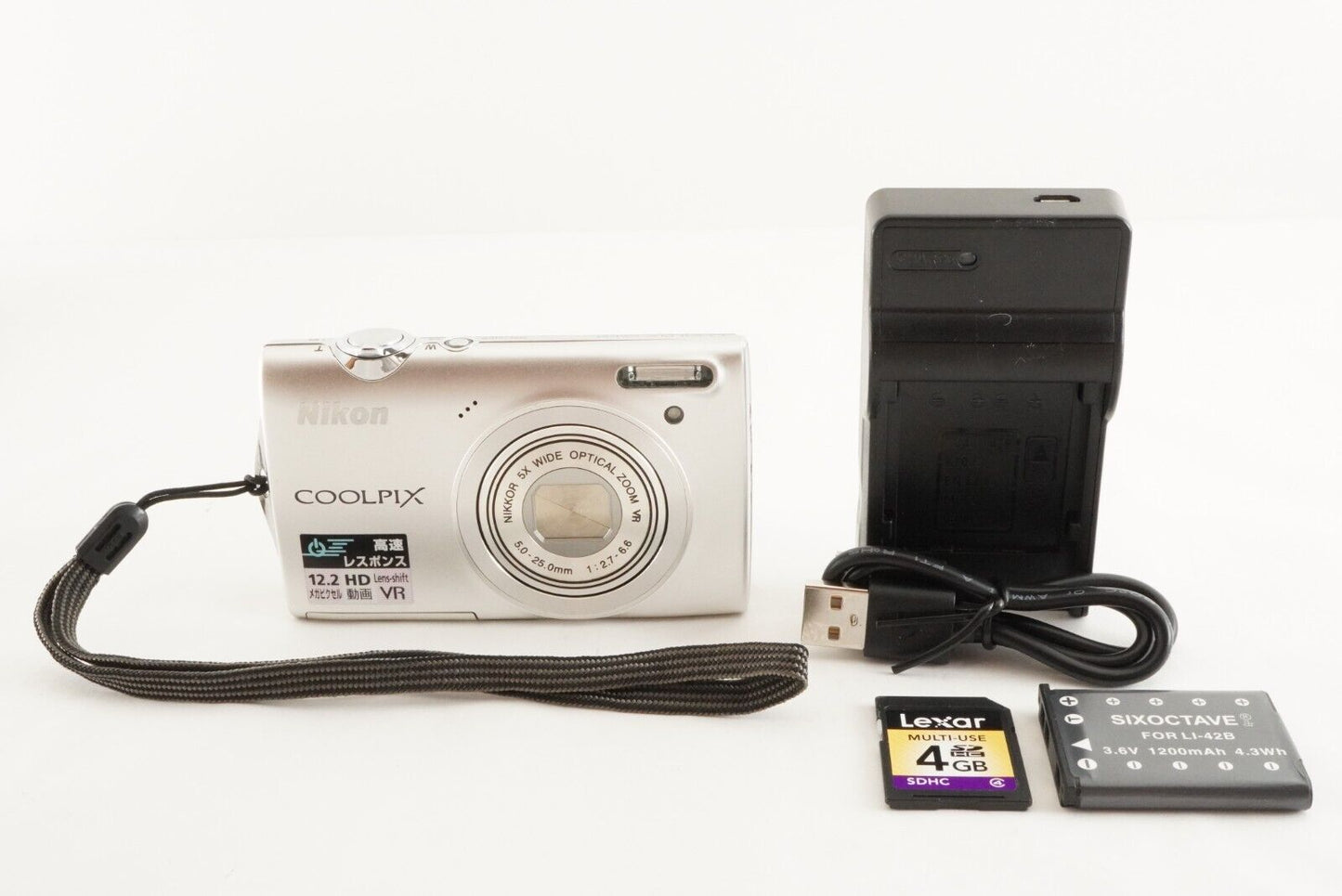 Nikon COOLPIX S5100 Silver With 4GB SDHC Card Digital Camera from Japan #0696