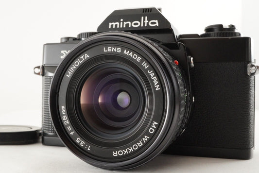 minolta X-7 Black + MD.W.ROKKOR 28mm F3.5 SLR 35mm Film Camera from Japan #9575