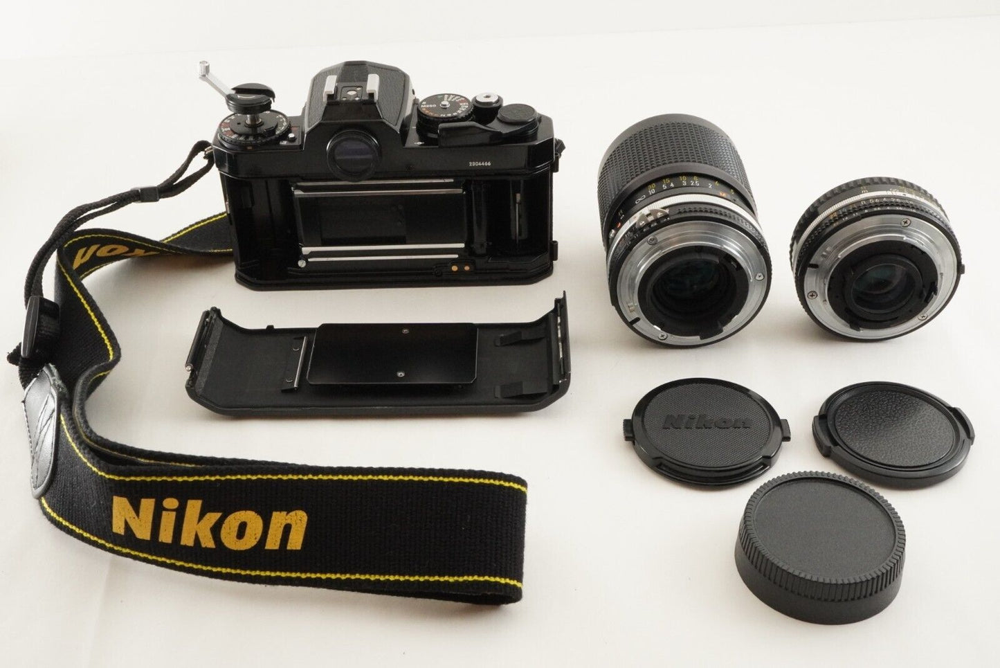 New Light Seals Nikon FE2 Black + Ai-s 50mm F1.8 +Ai-s 35-105mm from Japan #8920