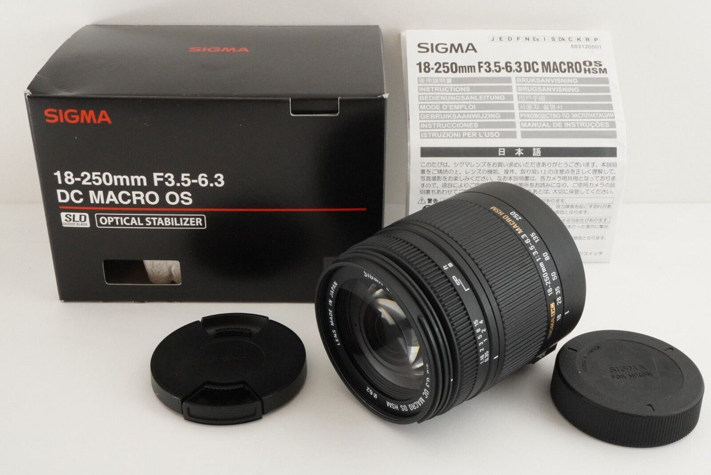 SIGMA 18-250mm F3.5-6.3 DC MACRO OS HSM For NIKON In Box Lens from Japan #8684