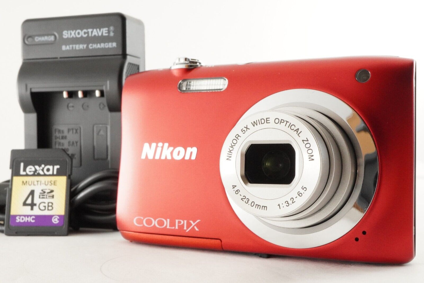 Nikon COOLPIX A100 Red With 4GB SDHC Card Digital Camera from Japan #0764