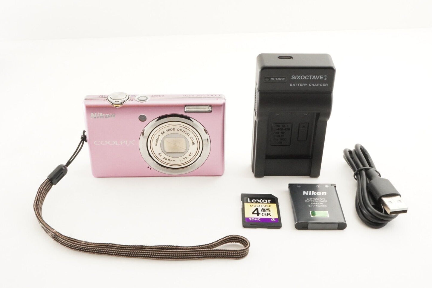 Nikon COOLPIX S570 Pink With 4GB SDHC Card Compact Digital Camer from Japan#1626