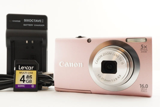 Canon PowerShot A2400 IS Pink With 4GB SDHC Card Digital Camera from Japan #1612