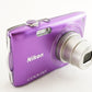 Nikon COOLPIX S3300 Purple With 4GB SDHC Card Digital Camera from Japan #0737