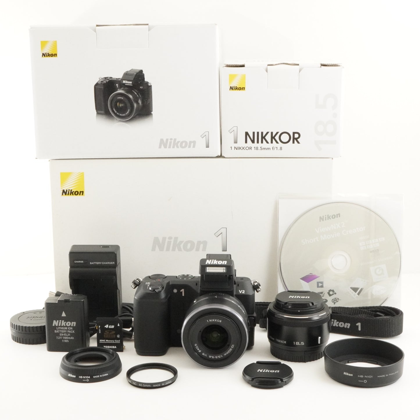 [3,314 Shots] Nikon 1 V2 + 10-30mm + 18.5mm In Box +4GB SDCard from Japan #11005