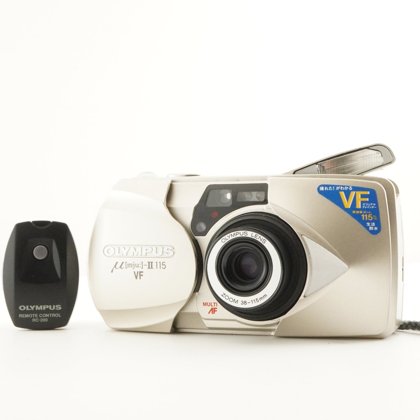 OLYMPUS mju II 115 VF [mju:] + RC-200 Film Camera from Japan #11123