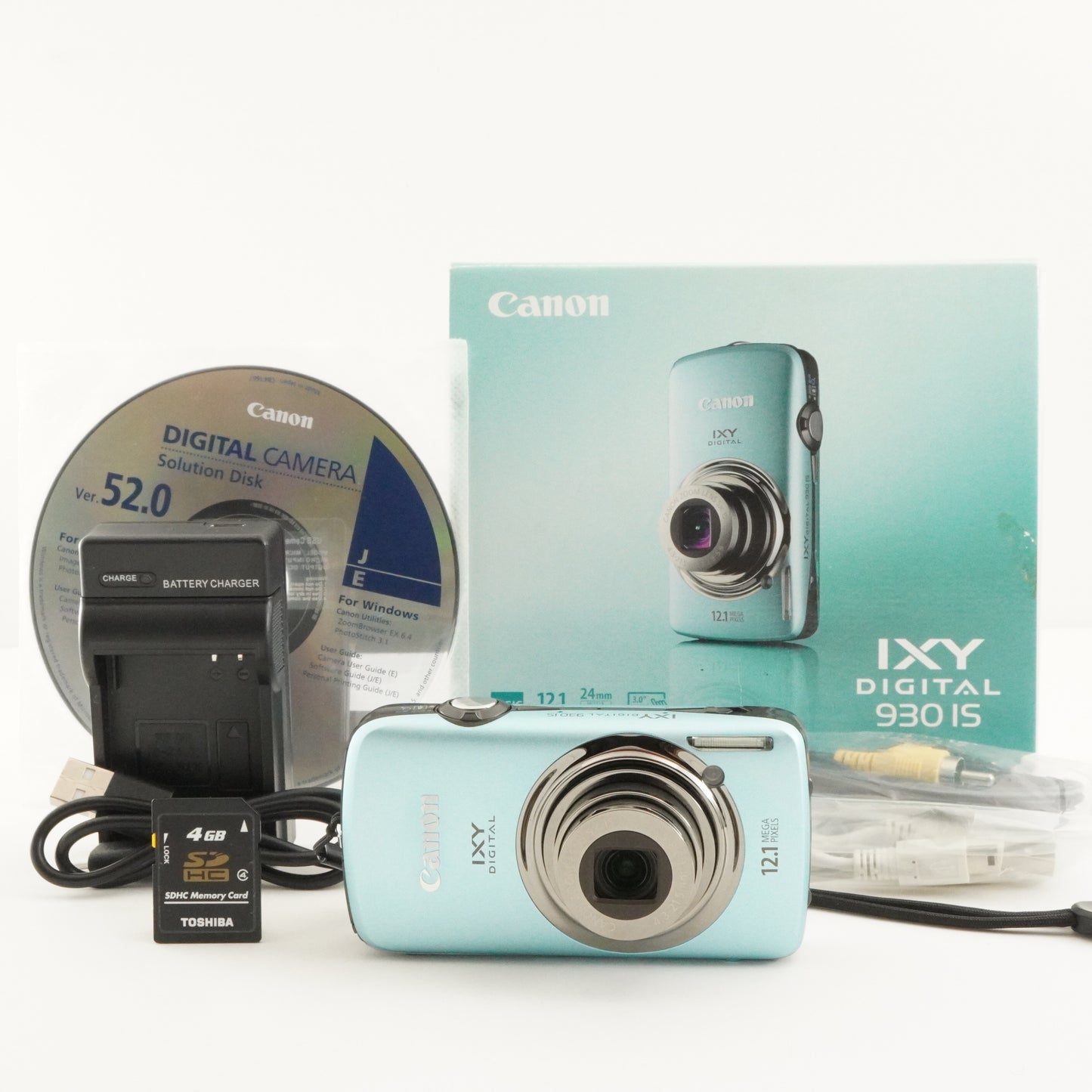 Canon IXY DIGITAL 930 IS Blue In Box + 4GB SDHC Card from Japan #11162