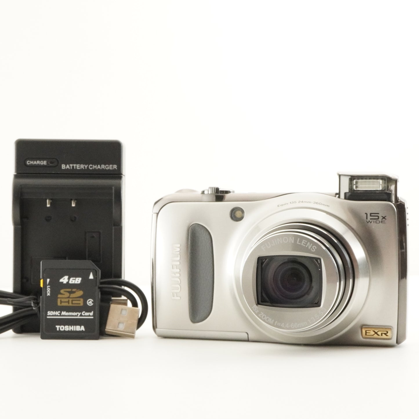 FUJIFILM FinePix F300 EXR Silver + 4GB SDHC Card from Japan #11396