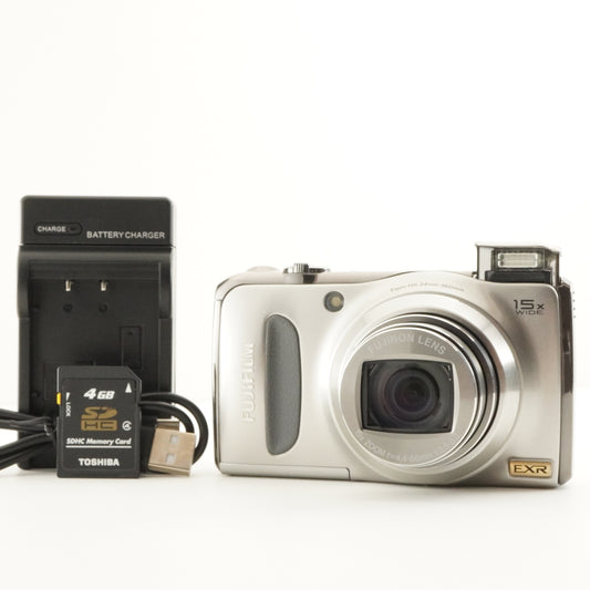 FUJIFILM FinePix F300 EXR Silver + 4GB SDHC Card from Japan #11396