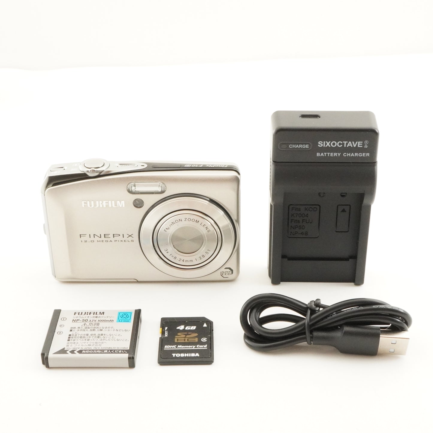 FUJIFILM FINEPIX F50fd Silver + 4GB SDHC Card Digital Camera from Japan #11687