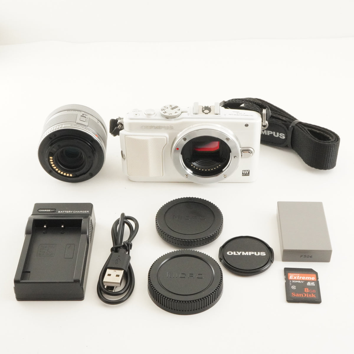 4,897 Shots/ OLYMPUS PEN E-PL6 White 14-42mm II R + 8GB SDCard from Japan #11696