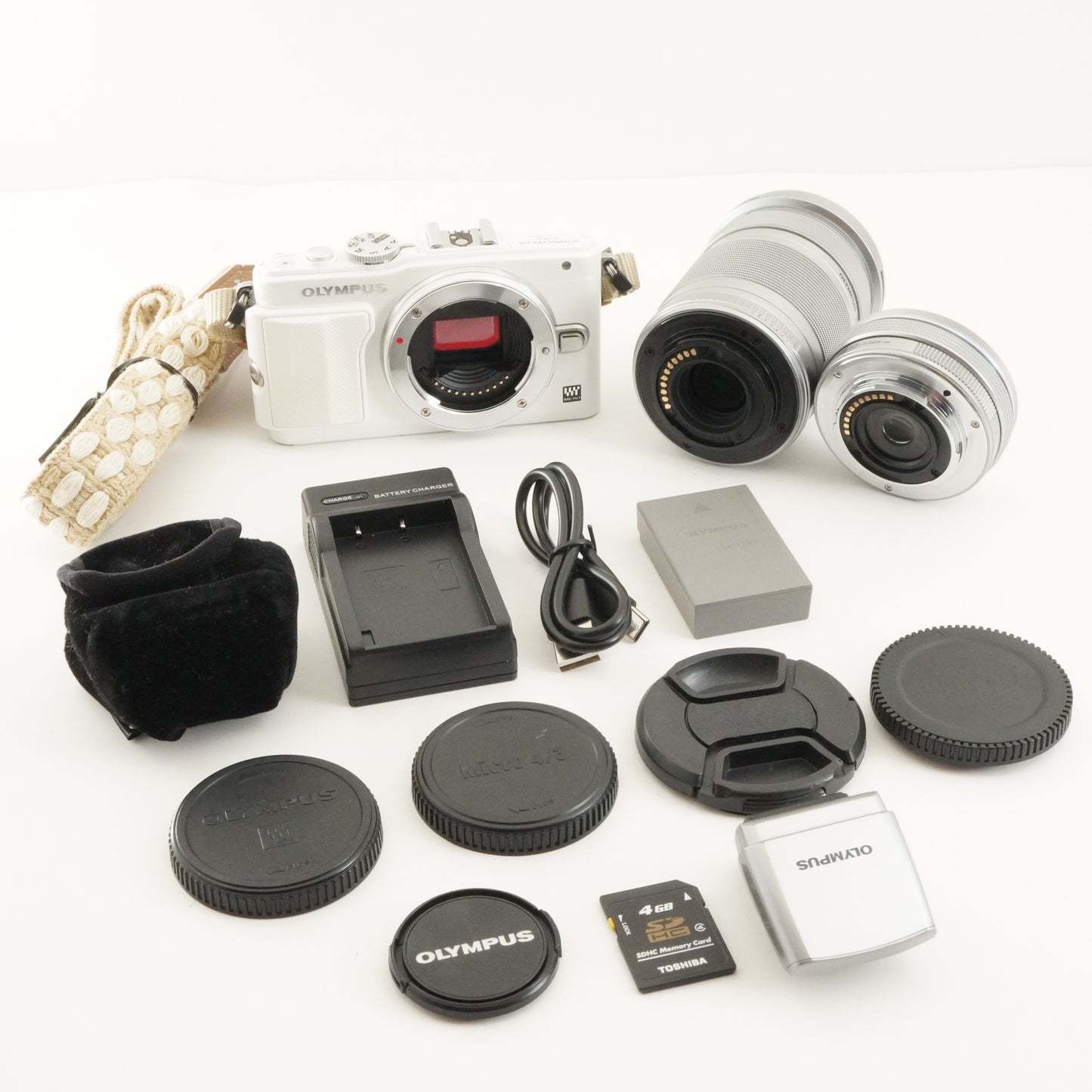 10,180 Shots/ OLYMPUS PEN Lite E-PL6 White+14-42+40-150+4GB SD from Japan #11866