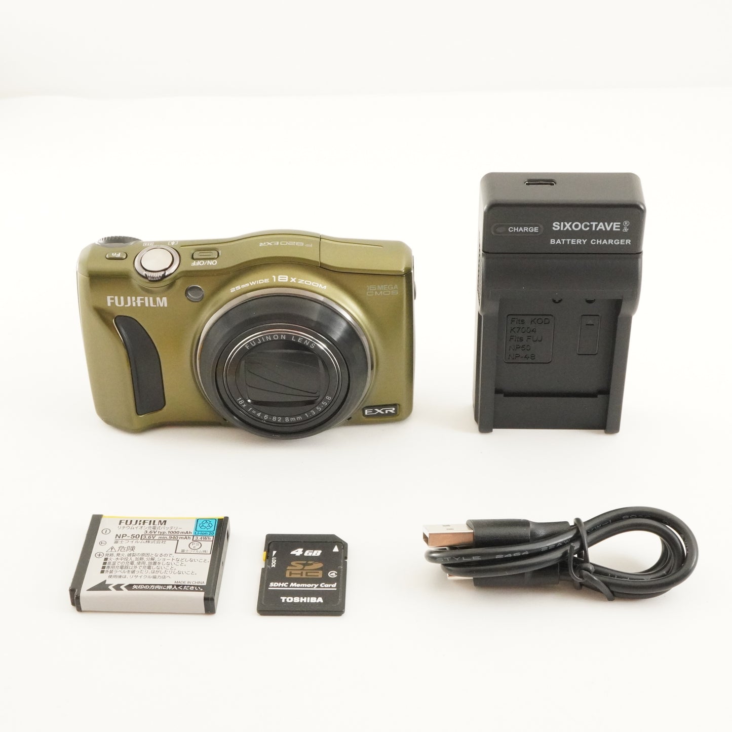 FUJIFILM FINEPIX F820 EXR Olive Green & 4GB SDHC Card from Japan #12165