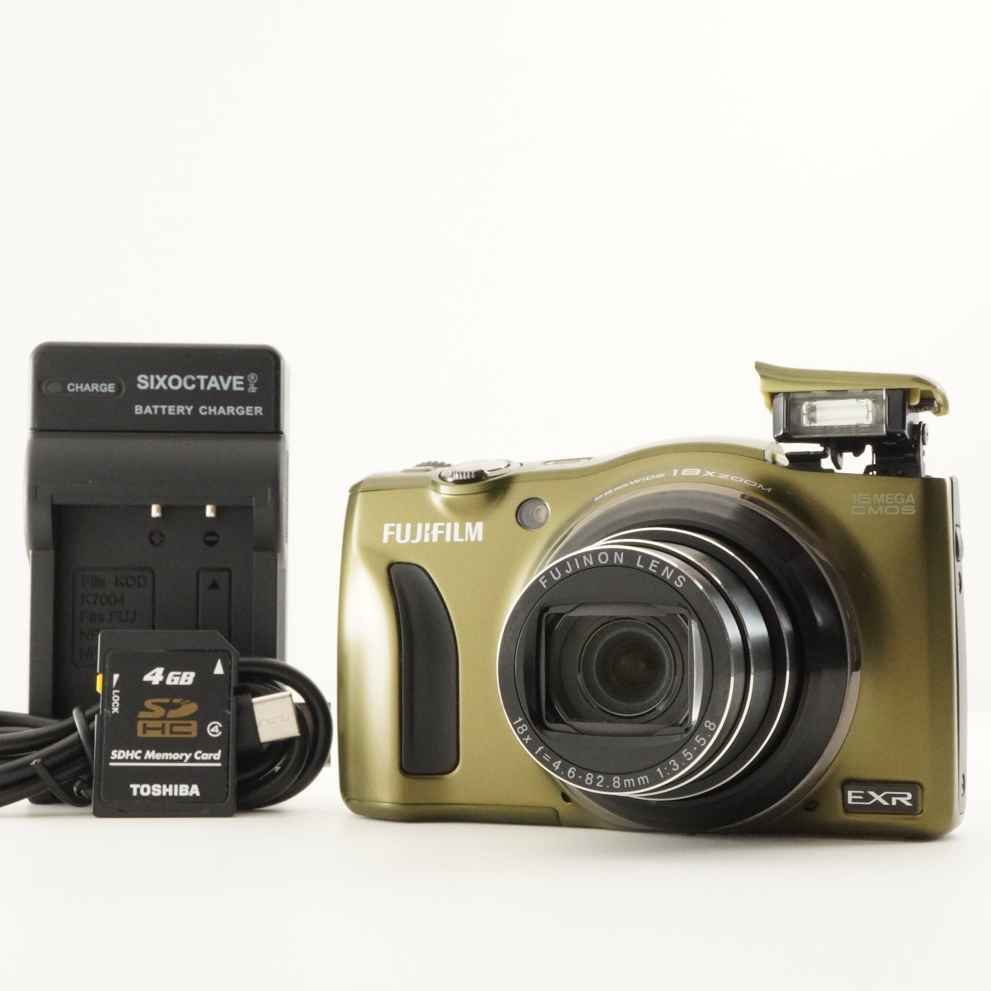 FUJIFILM FINEPIX F820 EXR Olive Green & 4GB SDHC Card from Japan #12165