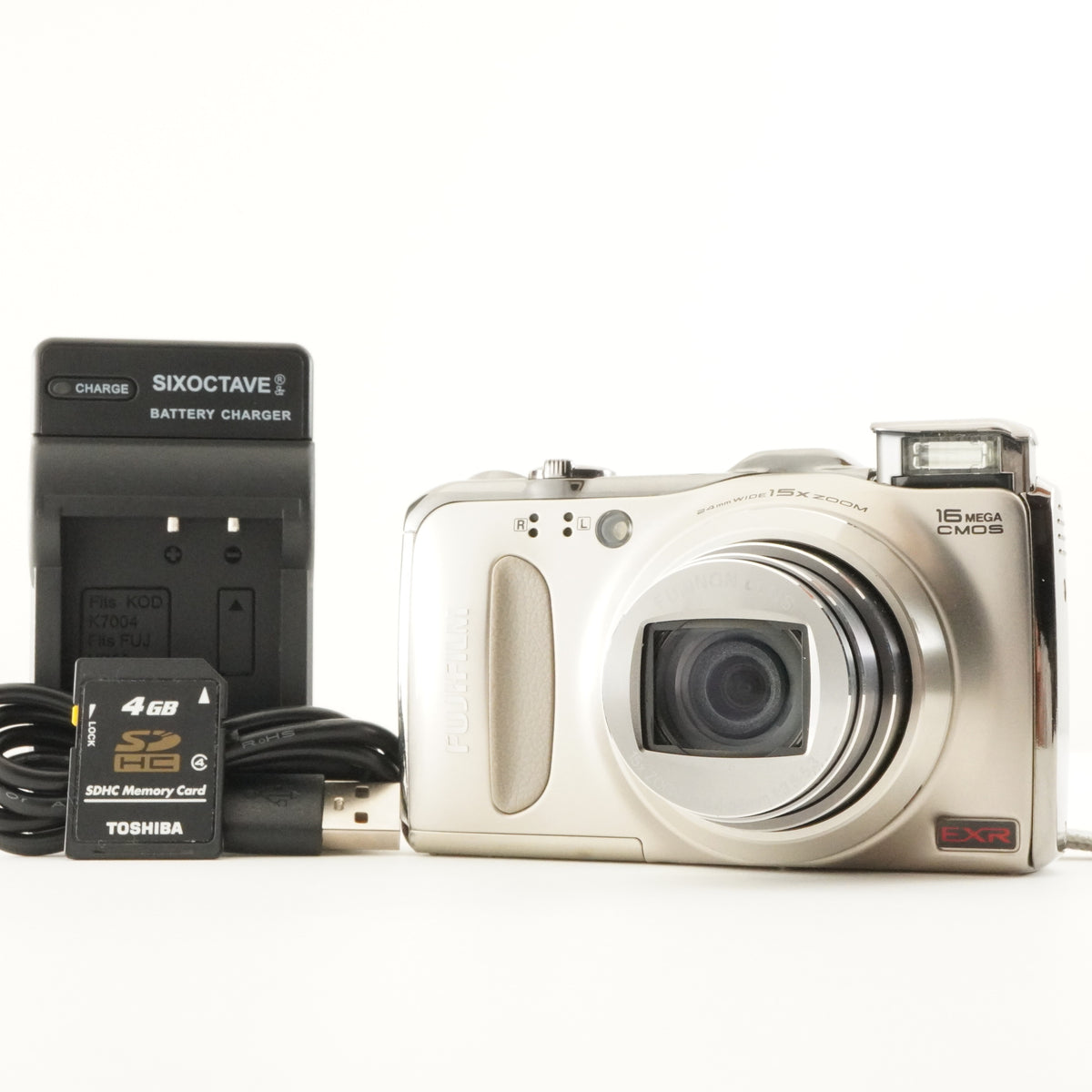 FUJIFILM FINEPIX F550 EXR Silver & 4GB SDHCCard Digital Camera from Japan #12386