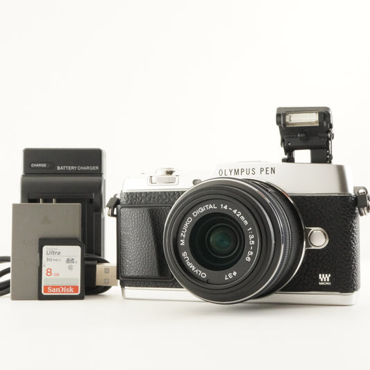 2,696 Shot / OLYMPUS PEN E-P5 Silver +14-42mm II R +8GB SDCard from Japan #12432